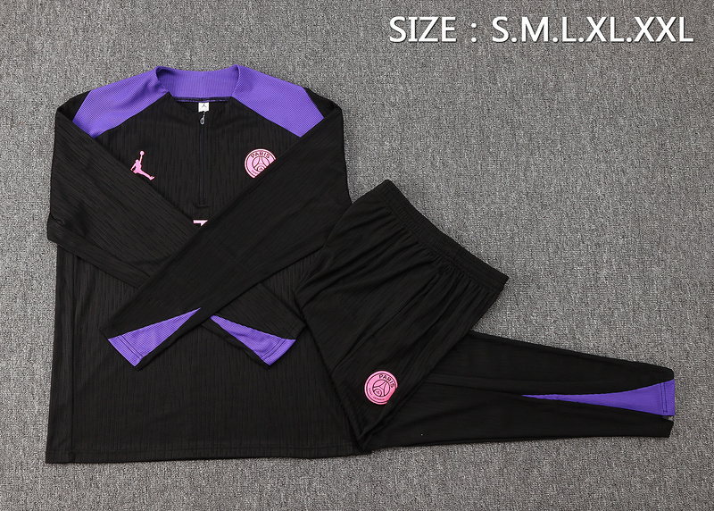 24/25 Paris Black Long-sleeved half-pull training kit Football team kit