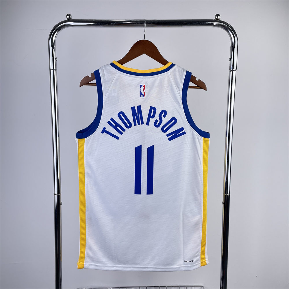 NBA Golden State Warriors 2023 V-Neck White Jersey THOMPSON#11 S-XXL