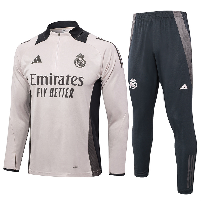 24/25 Real Madrid Light Pink Long-sleeved half-pull training kit Football team kit