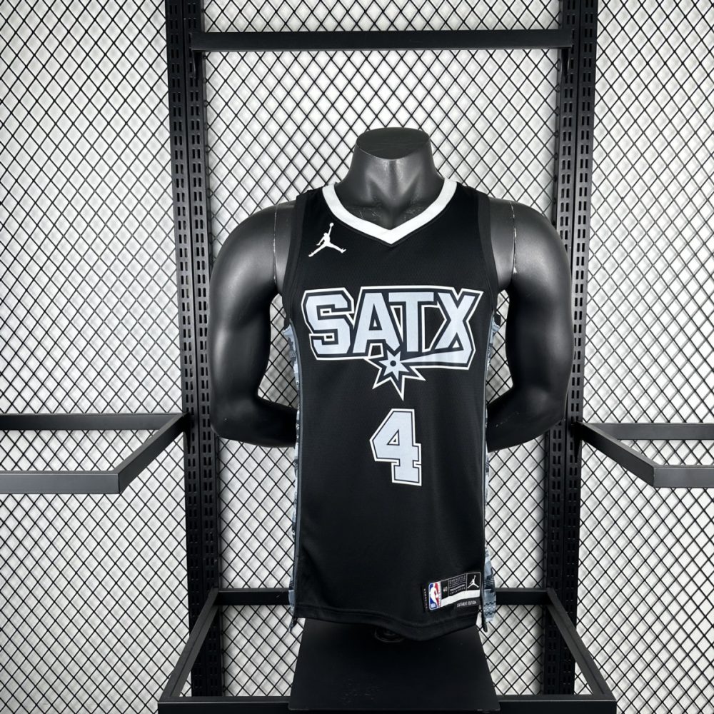 NBA San Antonio Spurs V-Neck Black jersey FOX#4 S-XXL