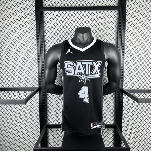 NBA San Antonio Spurs V-Neck Black jersey FOX#4 S-XXL