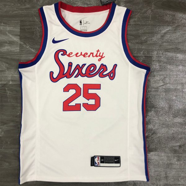 NBA Philadelphia 76ers Round Neck White Jersey SIMMONS#25 S-XXL