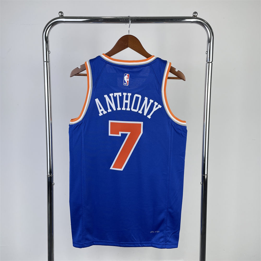 NBA New York Knicks Round Neck Blue jersey ANTHONY#7 S-XXL