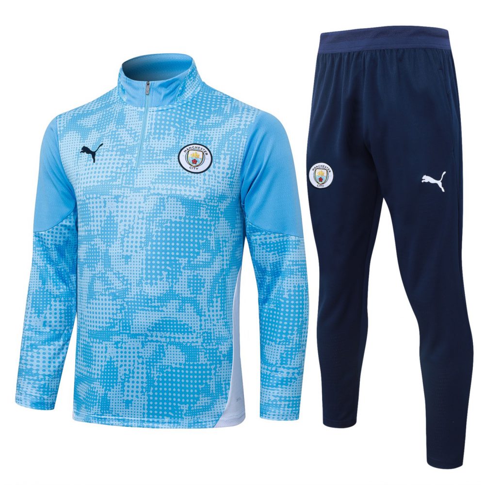 202526 Manchester City Light blue Long-sleeved half-pull training kit Football team kit