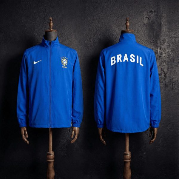 1998 Vintage Style Brazil Blue Jacket Windbreaker Sport Unifom