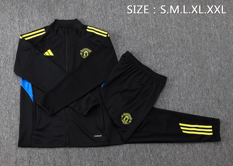 2025/26 Manchester United Black Jacket Training Suit Set Football Team Shirt Sports Fashion