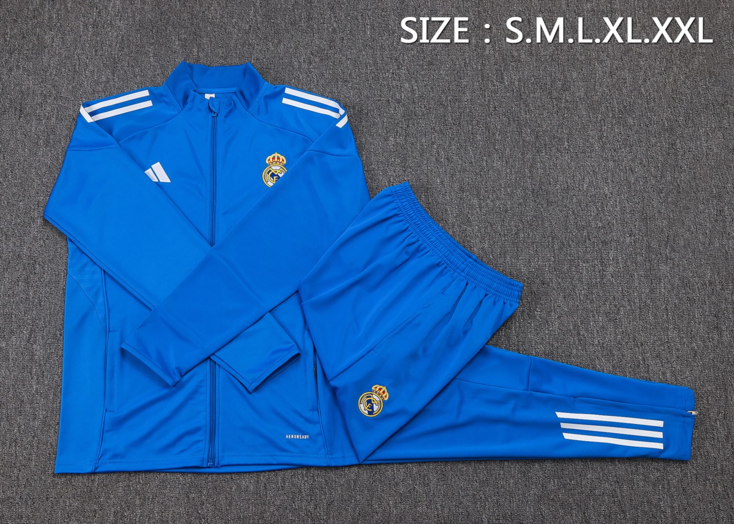 2025/26 Real Madrid lake blue Jacket Training Suit Set Football Team Shirt Sports Fashion