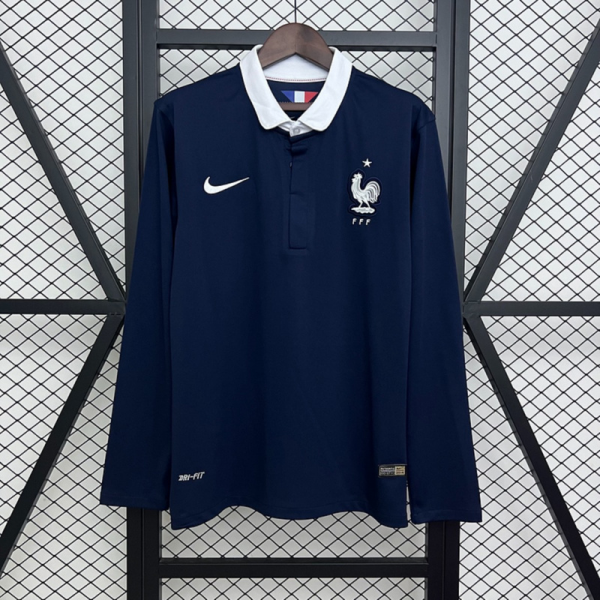 Retro France 2014 Home Long Sleeve jersey Fan Version