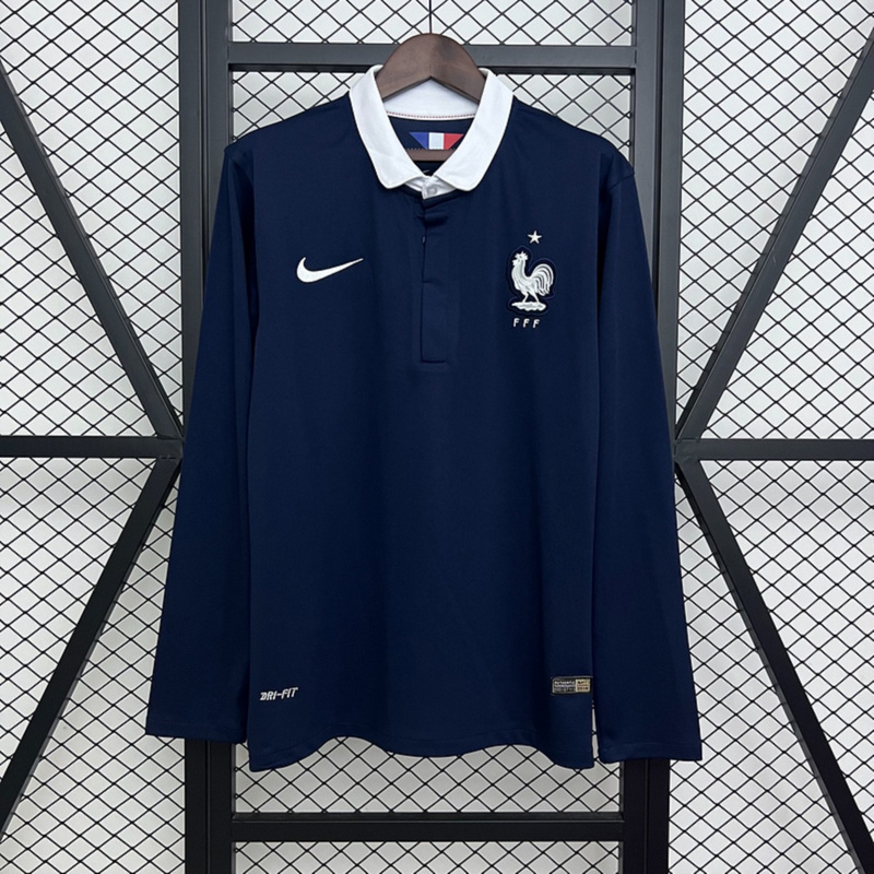 Retro France 2014 Home Long Sleeve jersey Fan Version