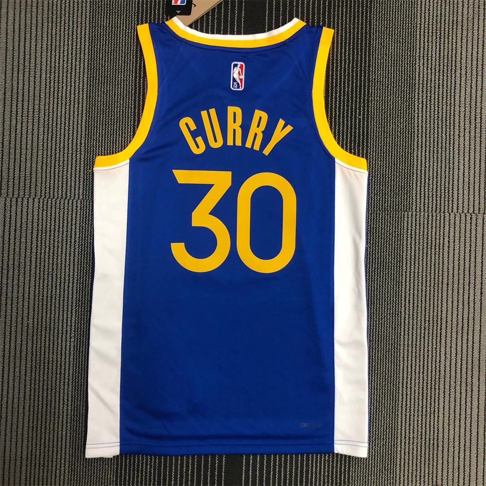 NBA Golden State Warriors V-Neck 75th anniversary Blue Jersey CURRY#30 S-XXL