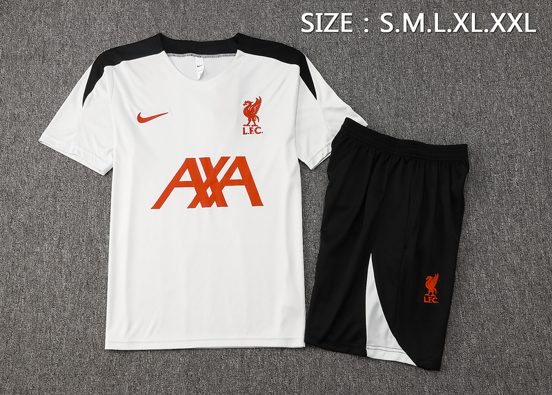24/25 Liverpool White Training Set Shirt and Shorts