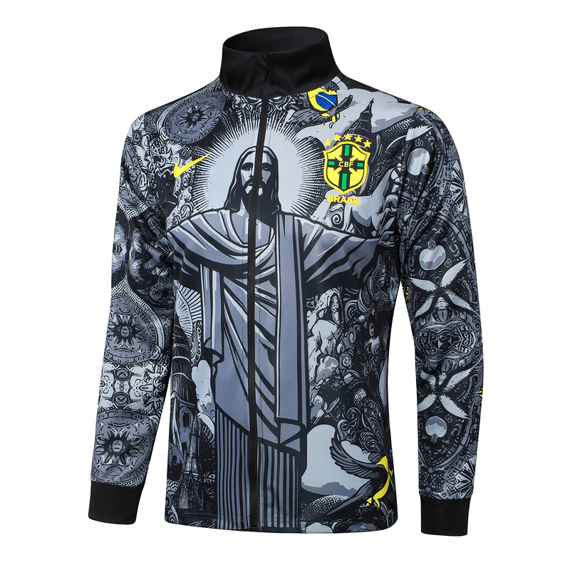 2024/25 Brazil Black Jacket Training Suit Set Football Team Shirt Sports Fashion