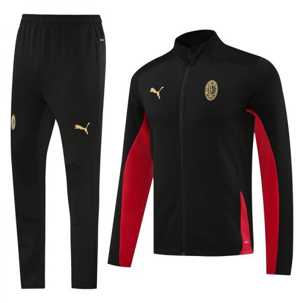 2024 AC Milan Black Red Jacket Training Suit Set Football Team Shirt Sports Fashion