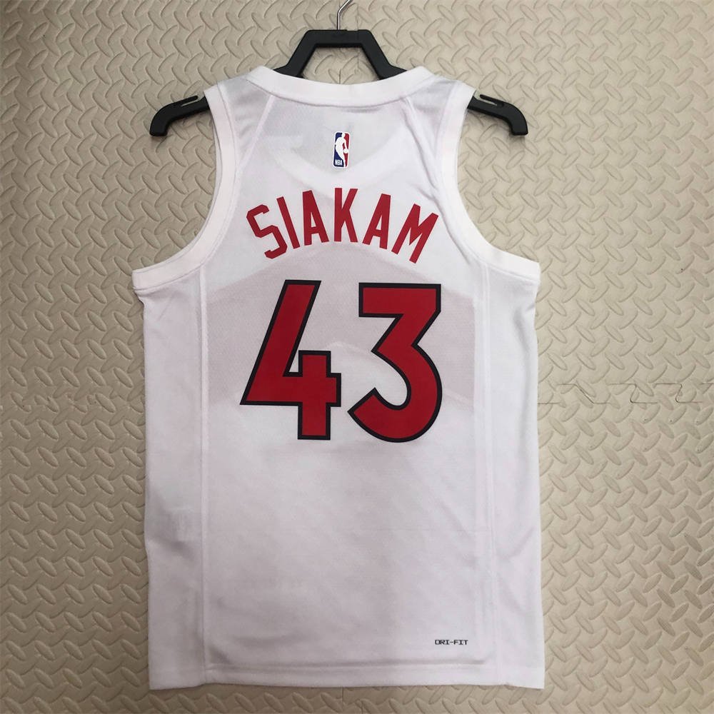NBA Toronto Raptors V-Neck White Jersey SIAKAM#43 S-XXL