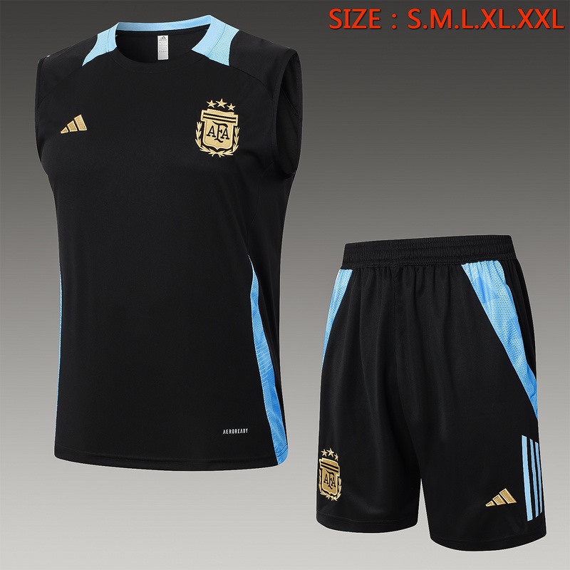 24/25 Argentina Black Training Set Shirt and Shorts