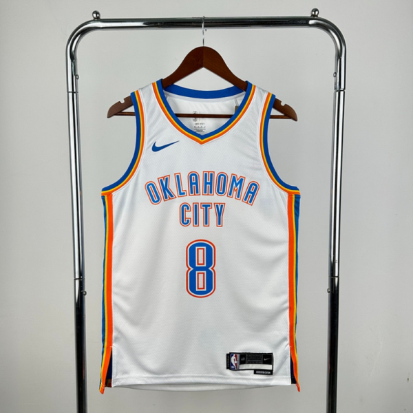 NBA Oklahoma City Thunder V-Neck White Jersey WILLIAMS#8 S-XXL