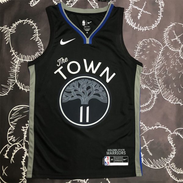 NBA Golden State Warriors V-Neck Black Jersey THOMPSON#11 S-XXL