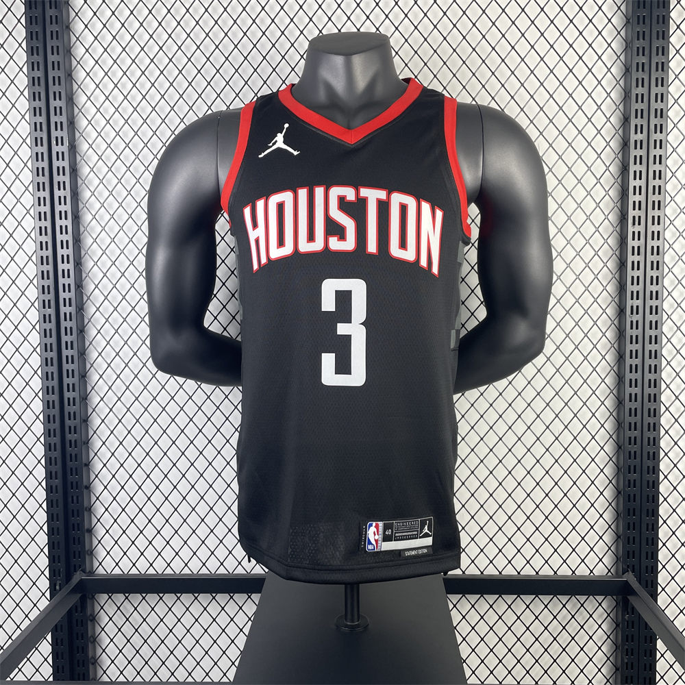 NBA Houston Rockets 2024 V-Neck Balck Jersey PORTER JR.#3 S-XXL