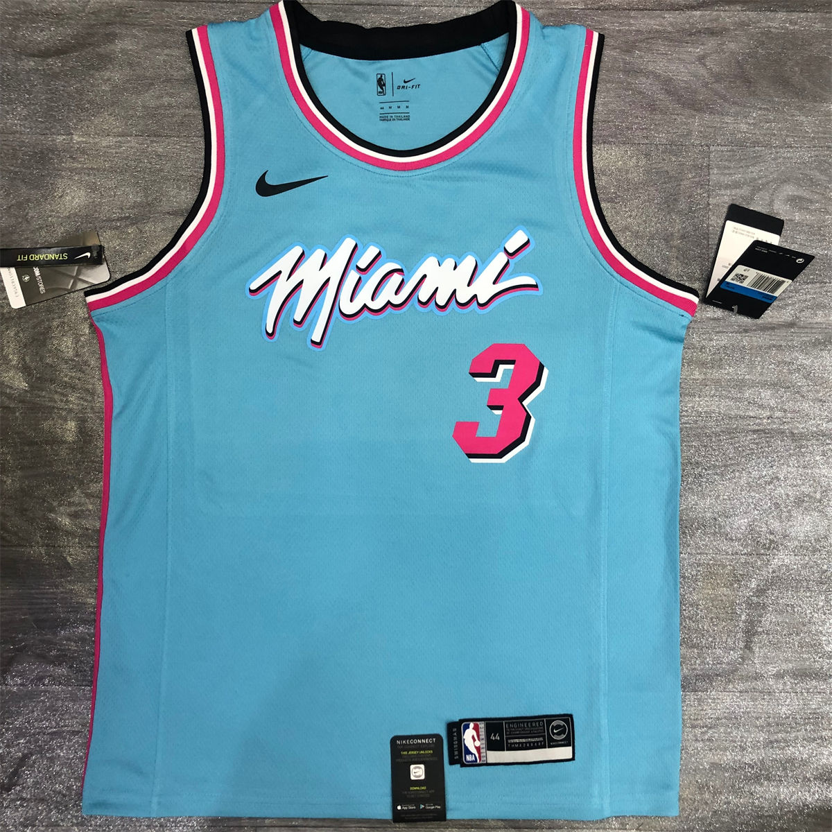 NBA Miami Hearts round neck Light Blue Jersey WADE#3 S-XXL