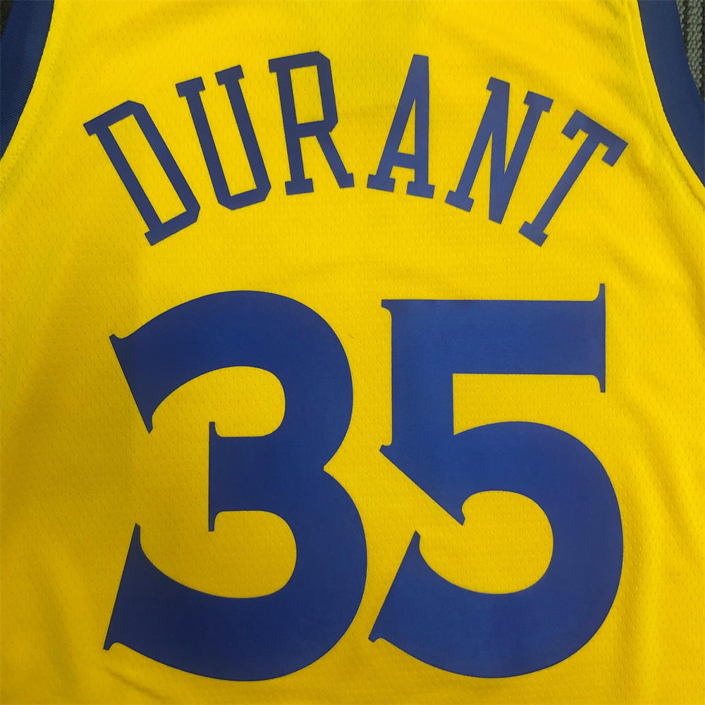 NBA Golden State Warriors V-Neck Yellow Jersey DURANT#35 S-XXL