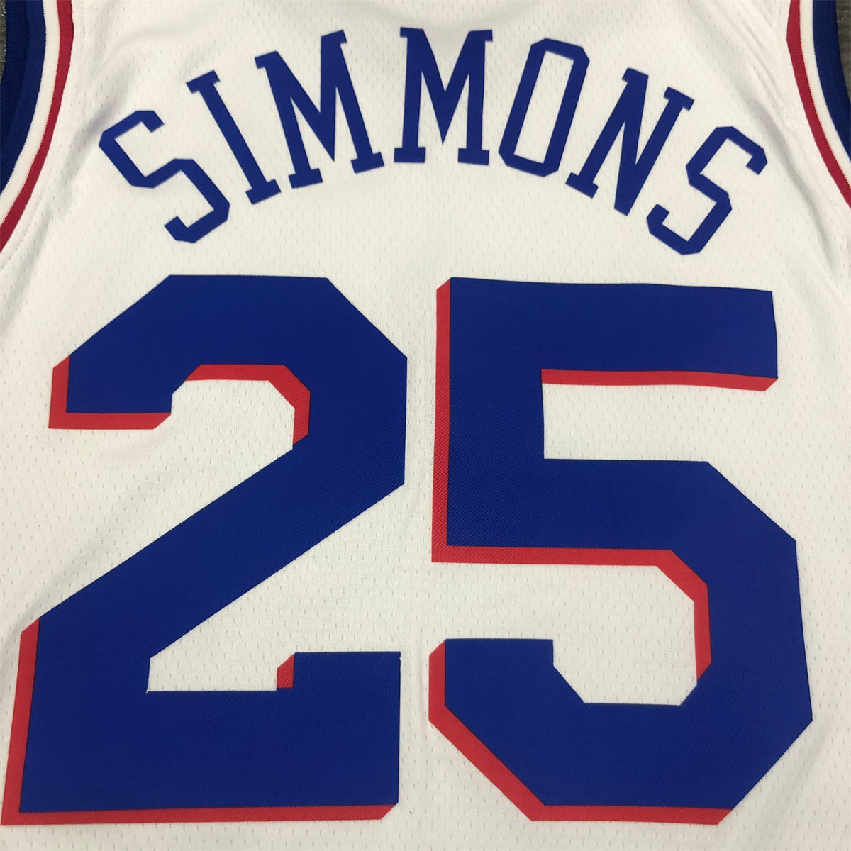 NBA Philadelphia 76ers V-Neck White Jersey SIMMONS#25 S-XXL