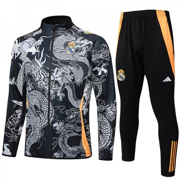 2024/25 Real Madrid Black Jacket Training Suit Set Football Team Shirt Sports Fashion