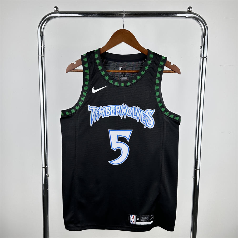 NBA Minnesota Timberwolves Round Neck Black Jersey EDWARDS#5 S-XXL