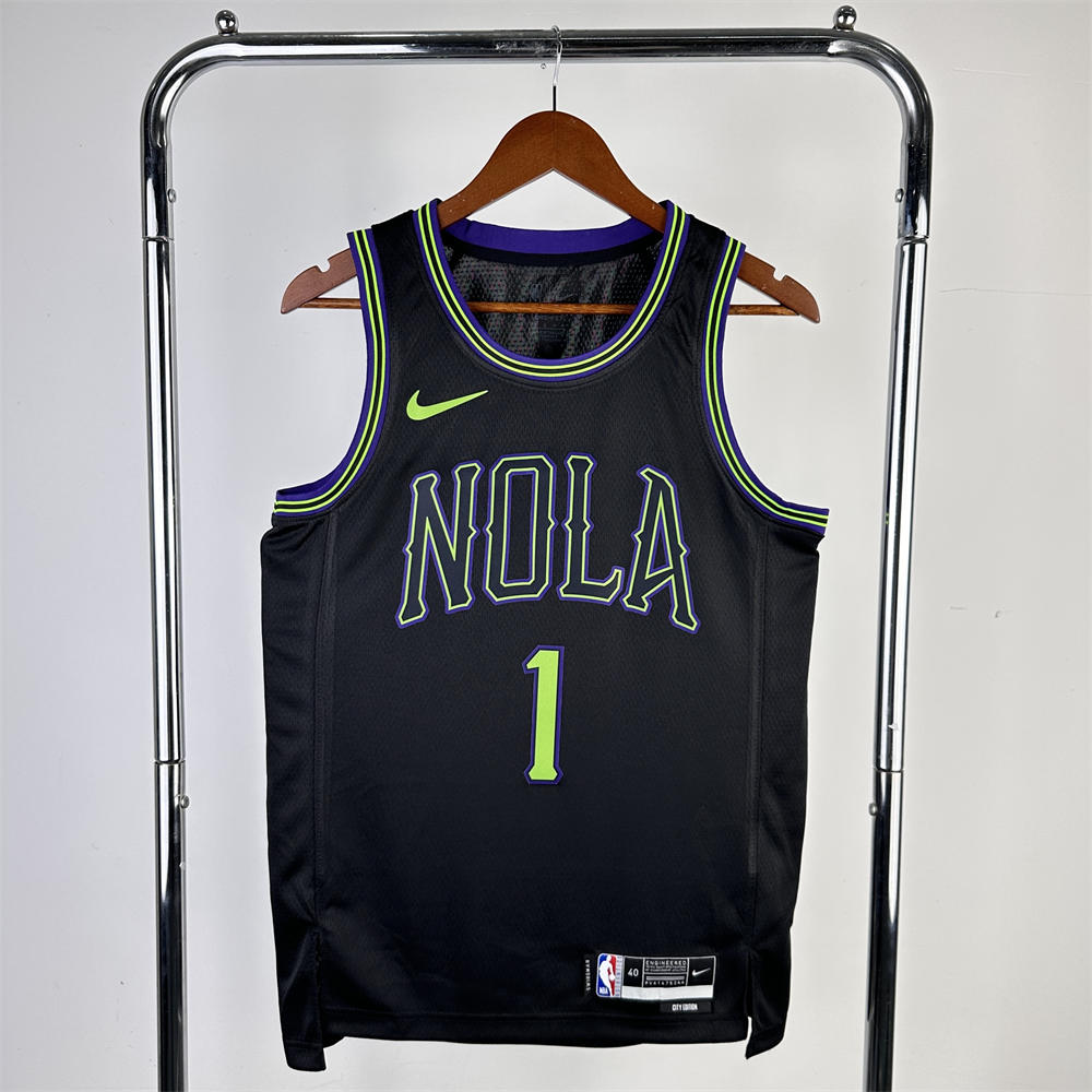 NBA New Orleans Pelicans 2024 City Edition Round Neck Black jersey WILLIAMSON#1 S-XXL