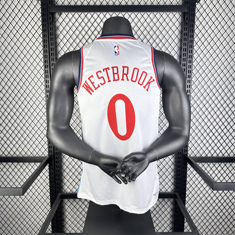 NBA Los Angeles Clippers 24/25 Round Neck White Jersey WESTBROOK#0 S-XXL