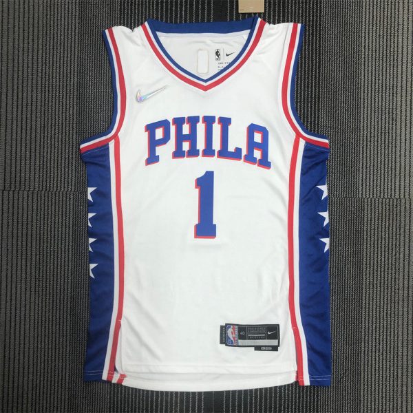 NBA Philadelphia 76ers Round Neck White 75th Anniversary Jersey HARDEN#1 S-XXL