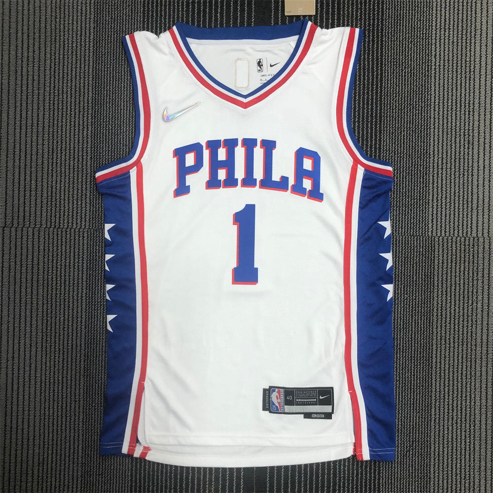 NBA Philadelphia 76ers Round Neck White 75th Anniversary Jersey HARDEN#1 S-XXL