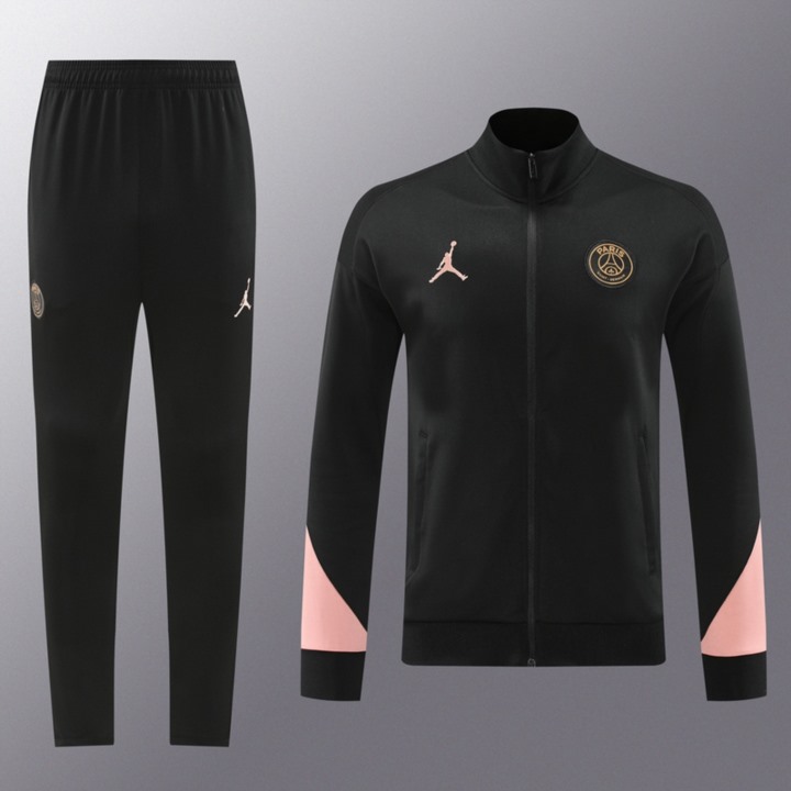 2024 PSG Black Jacket Training Suit Set Football Team Shirt Sports Fashion