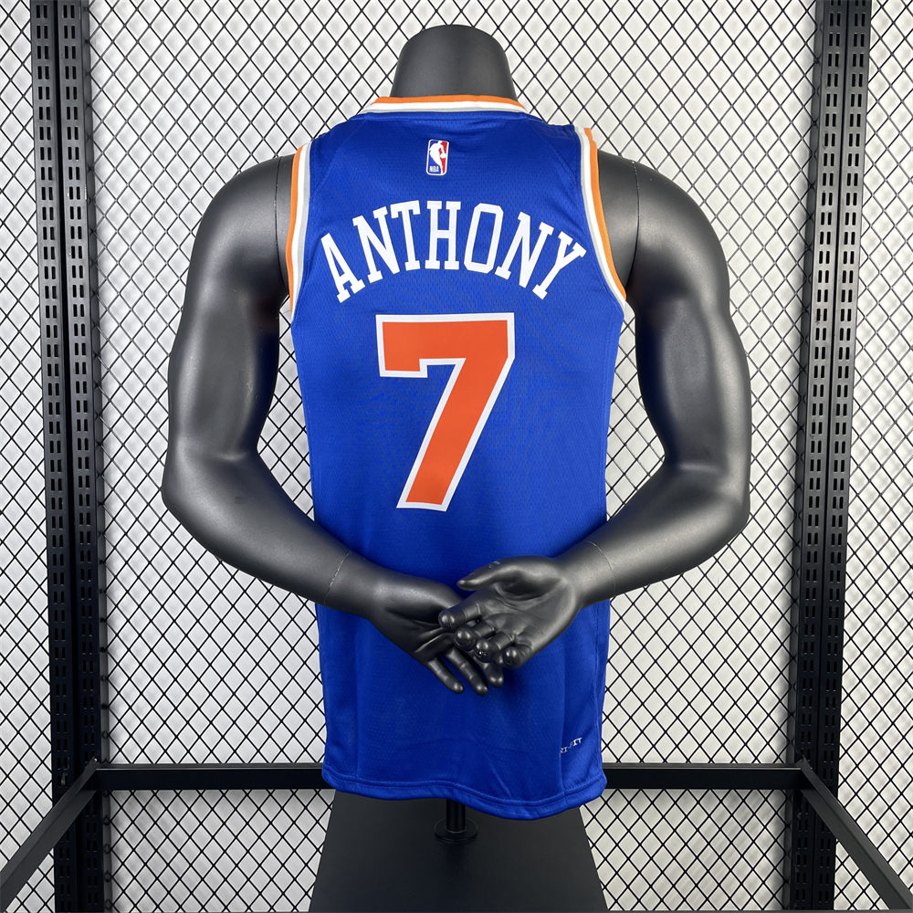 NBA New York Knicks Round Neck Blue jersey ANTHONY#7 S-XXL