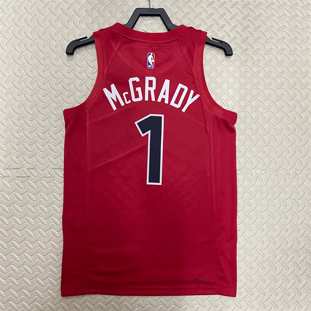 NBA Toronto Raptors V-Neck Red Jersey McGRADY#1 S-XXL