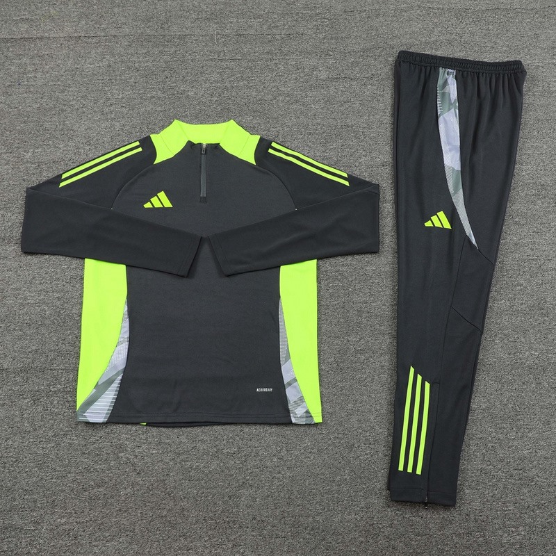 2024 Adidas dark grey Long-sleeved half-pull training kit Football team kit