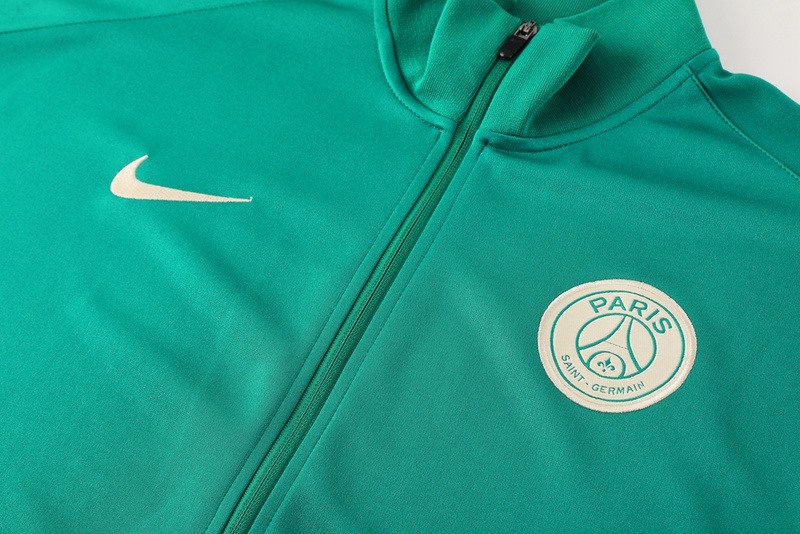 2024 PSG Green Jacket Training Suit Set Football Team Shirt Sports Fashion
