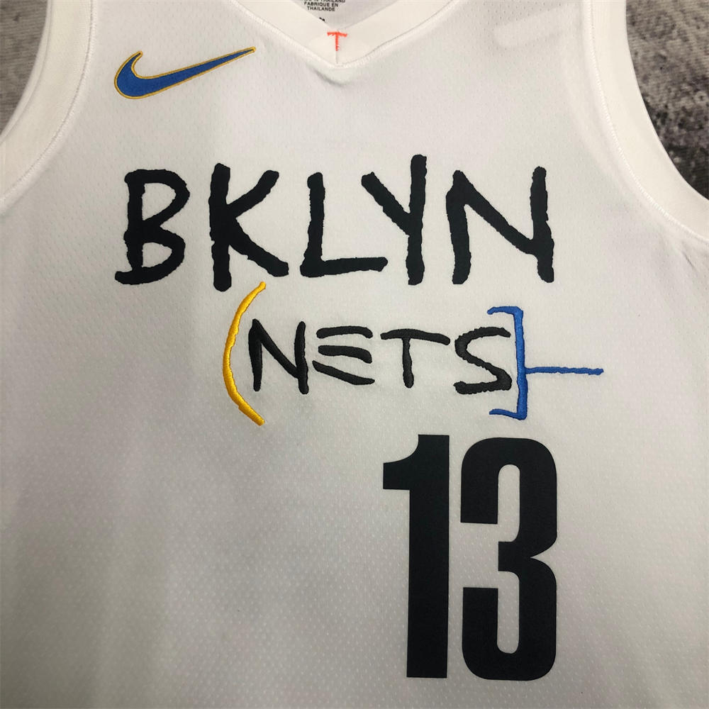 NBA Brooklyn Nets V-Neck White Jersey HARDEN#13 S-XXL