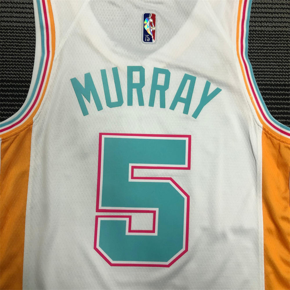 NBA San Antonio Spurs V-Neck White 75th Anniversary jersey MURRAY#5 S-XXL