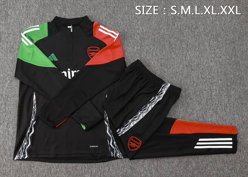 24/25 Arsenal Black Long-sleeved half-pull training kit Football team kit