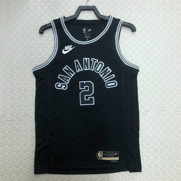 NBA San Antonio Spurs Round Neck Black jersey LEONARD#2 S-XXL