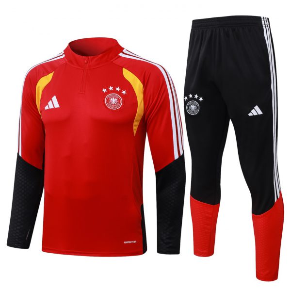 2026 Germany Red Long-sleeved half-pull training kit