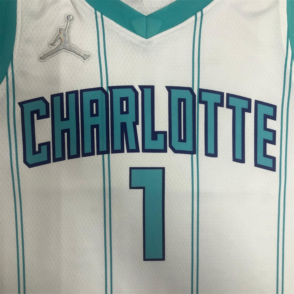 NBA Charlotte Hornets V-Neck 75th Anniversary Jersey BALL#1 S-XXL