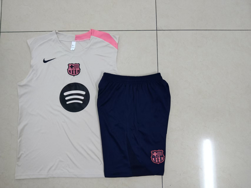 2025/26 Barcelona beige Training Set Shirt and Shorts