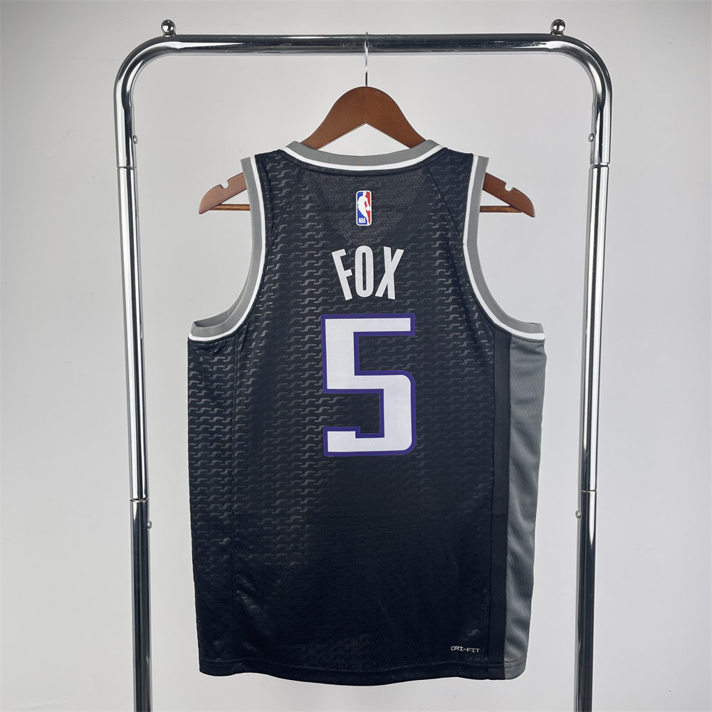 NBA Scaramento Kings V-Neck Black jersey FOX#5 S-XXL