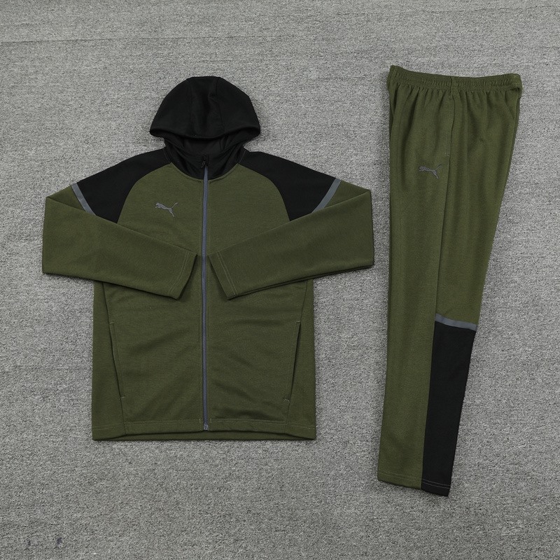 2024 Puma Blackish green Hoodie Jacket Kit Set Football Team Shirt Sports Fashion
