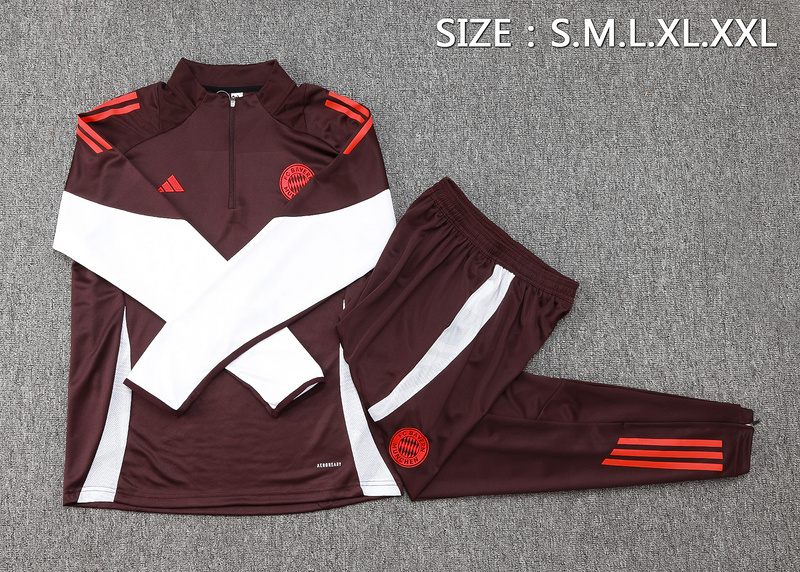 24/25 Bayern Munich Red-brown Long-sleeved half-pull training kit Football team kit