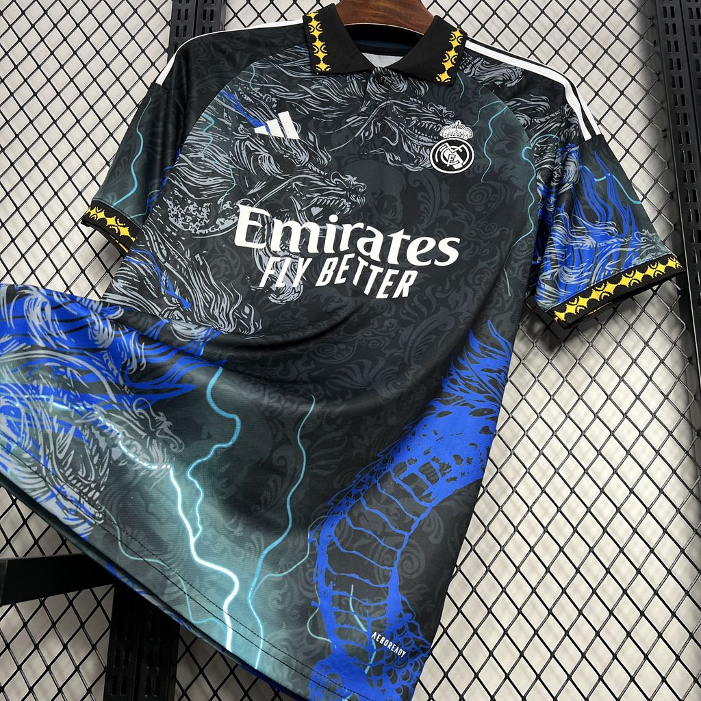 24/25 Real Madrid Black Dragon Jersey Fan Version