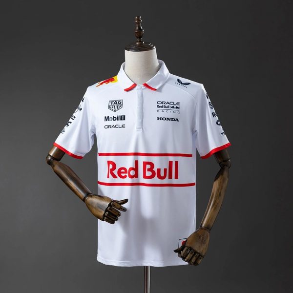 F1 Racing Oracle Red Bull 2025 White Shirt POLO