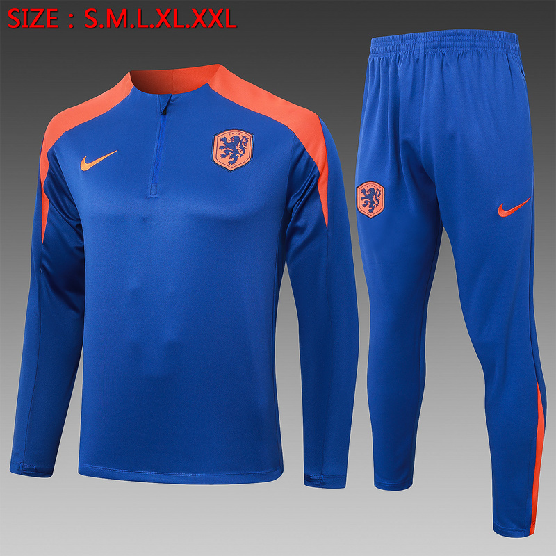 24/25 Netherlands Colorful Blue Long-sleeved half-pull training kit Football team kit