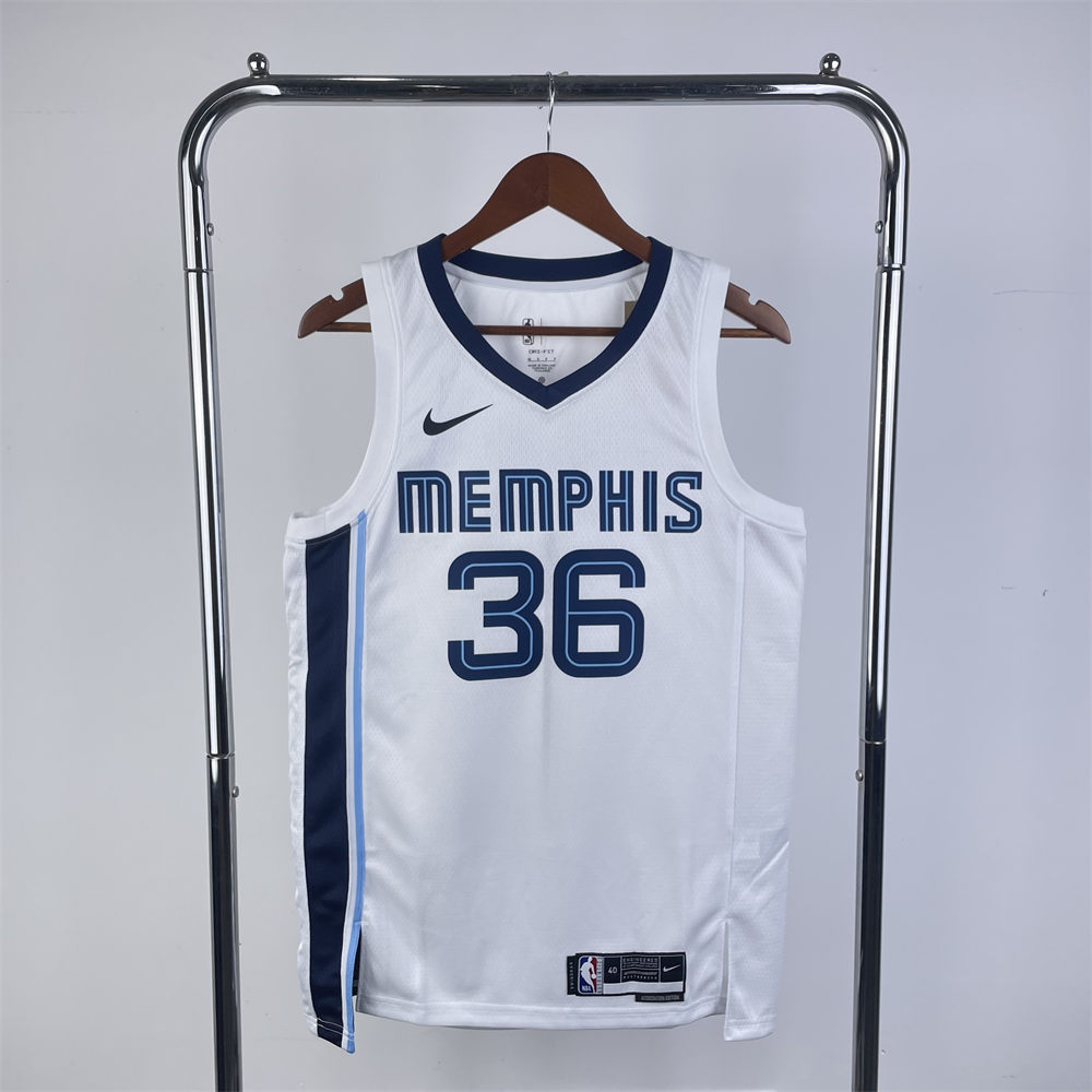 NBA Memphis Grizzies 2023 Round Neck White Jersey SMART#36 S-XXL
